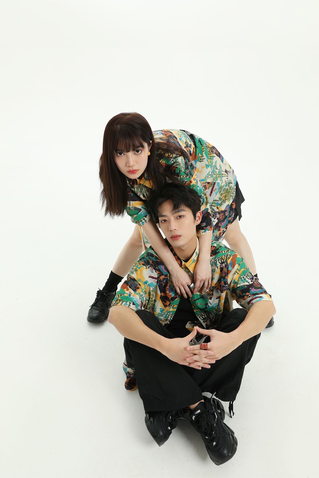 MASH UP ASIA Contrast Full-Print Half Shirt-Half shirt-M-Free Shipping Leatheretro