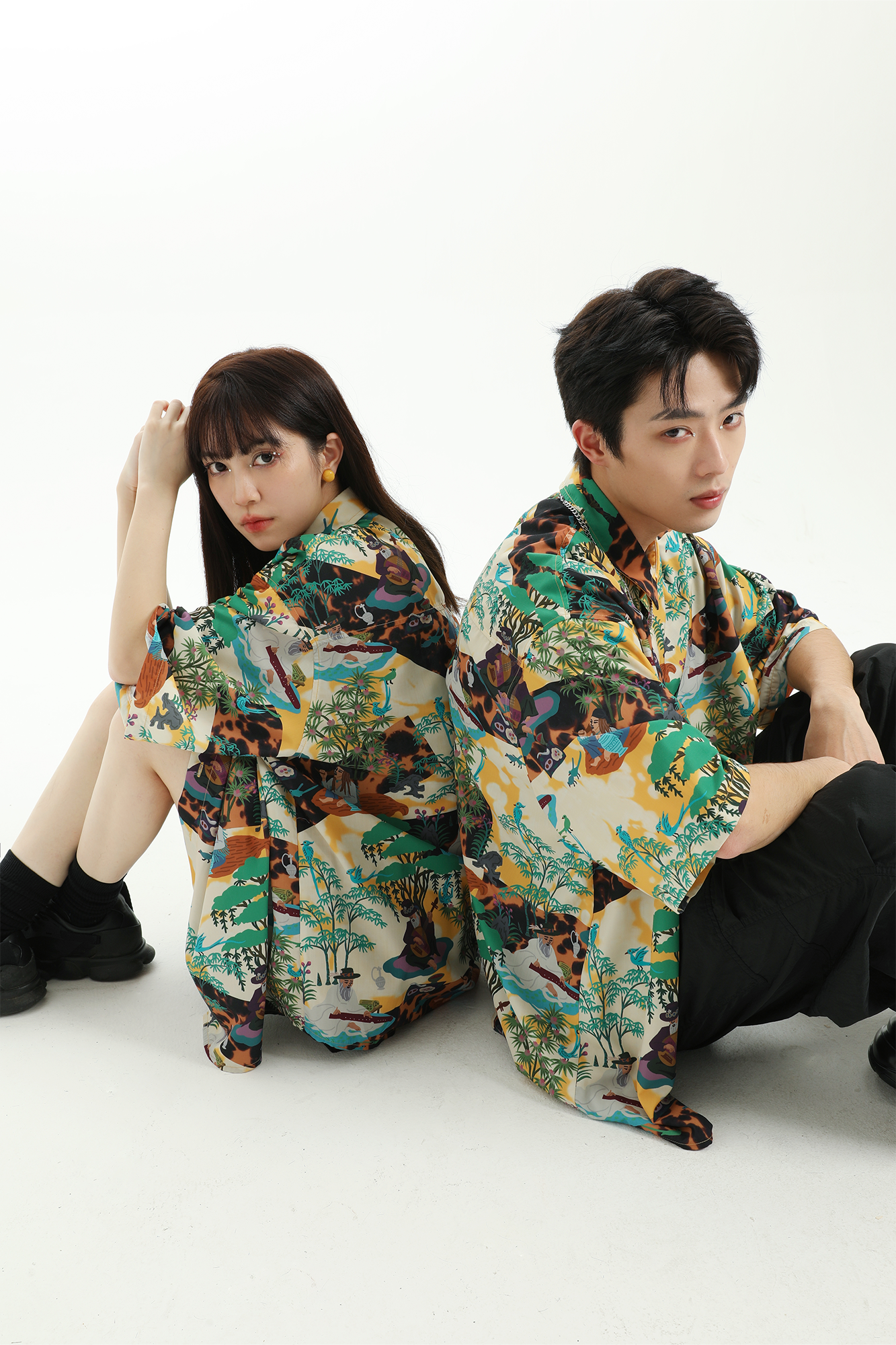 MASH UP ASIA Contrast Full-Print Half Shirt-Half shirt-M-Free Shipping Leatheretro
