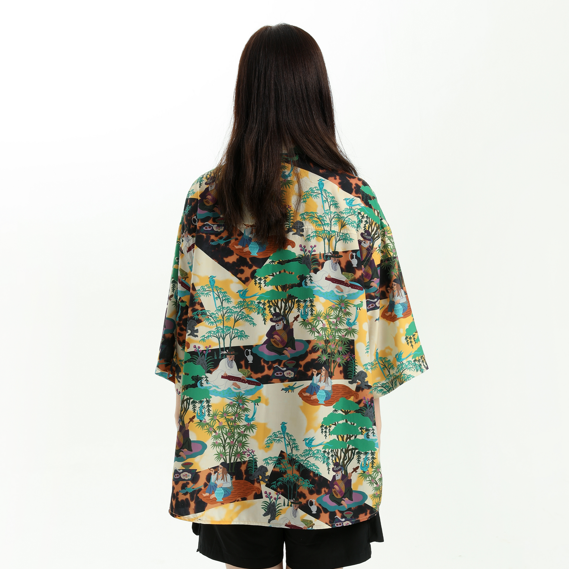 MASH UP ASIA Contrast Full-Print Half Shirt-Half shirt-M-Free Shipping Leatheretro