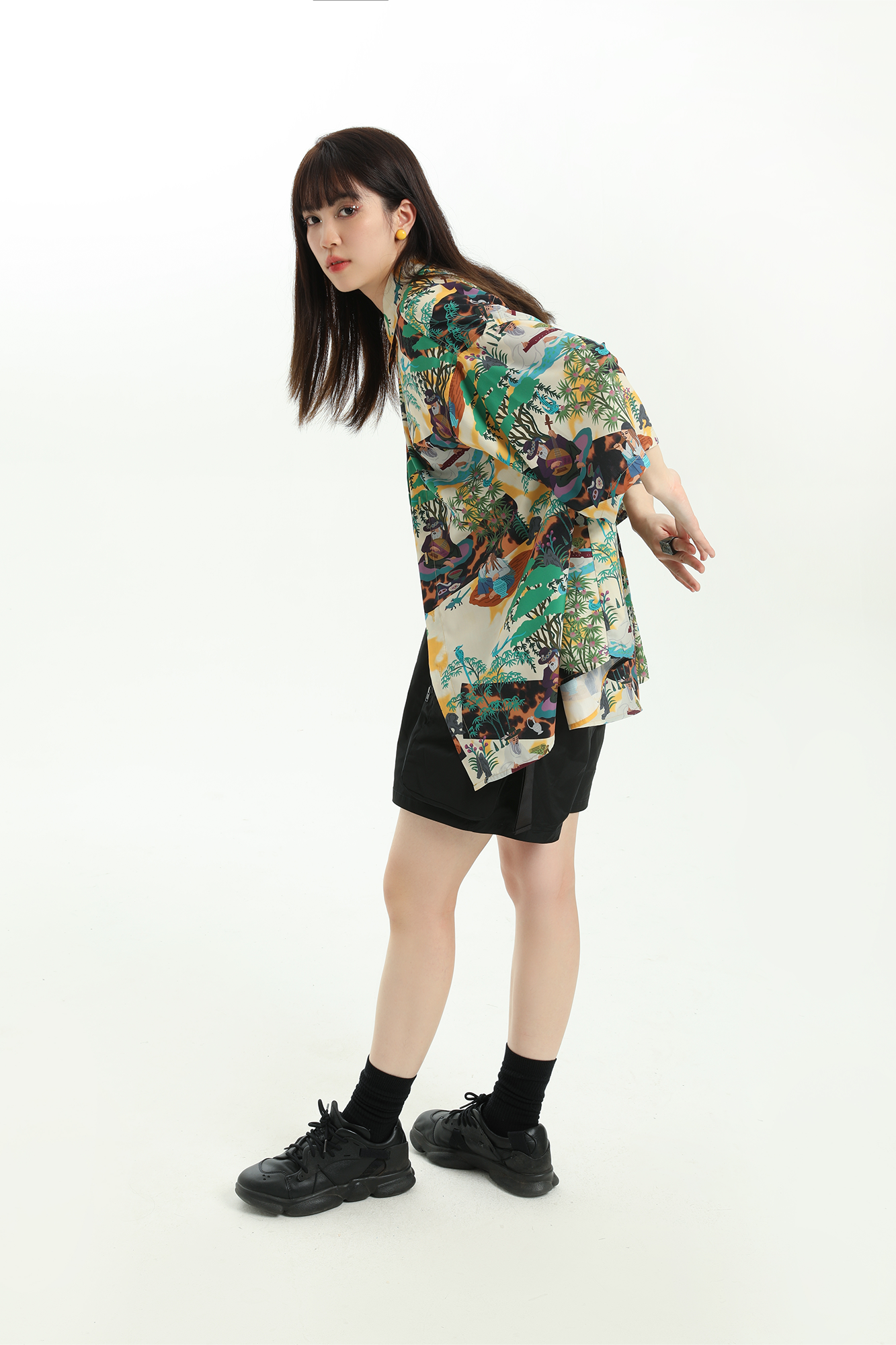 MASH UP ASIA Contrast Full-Print Half Shirt-Half shirt-M-Free Shipping Leatheretro
