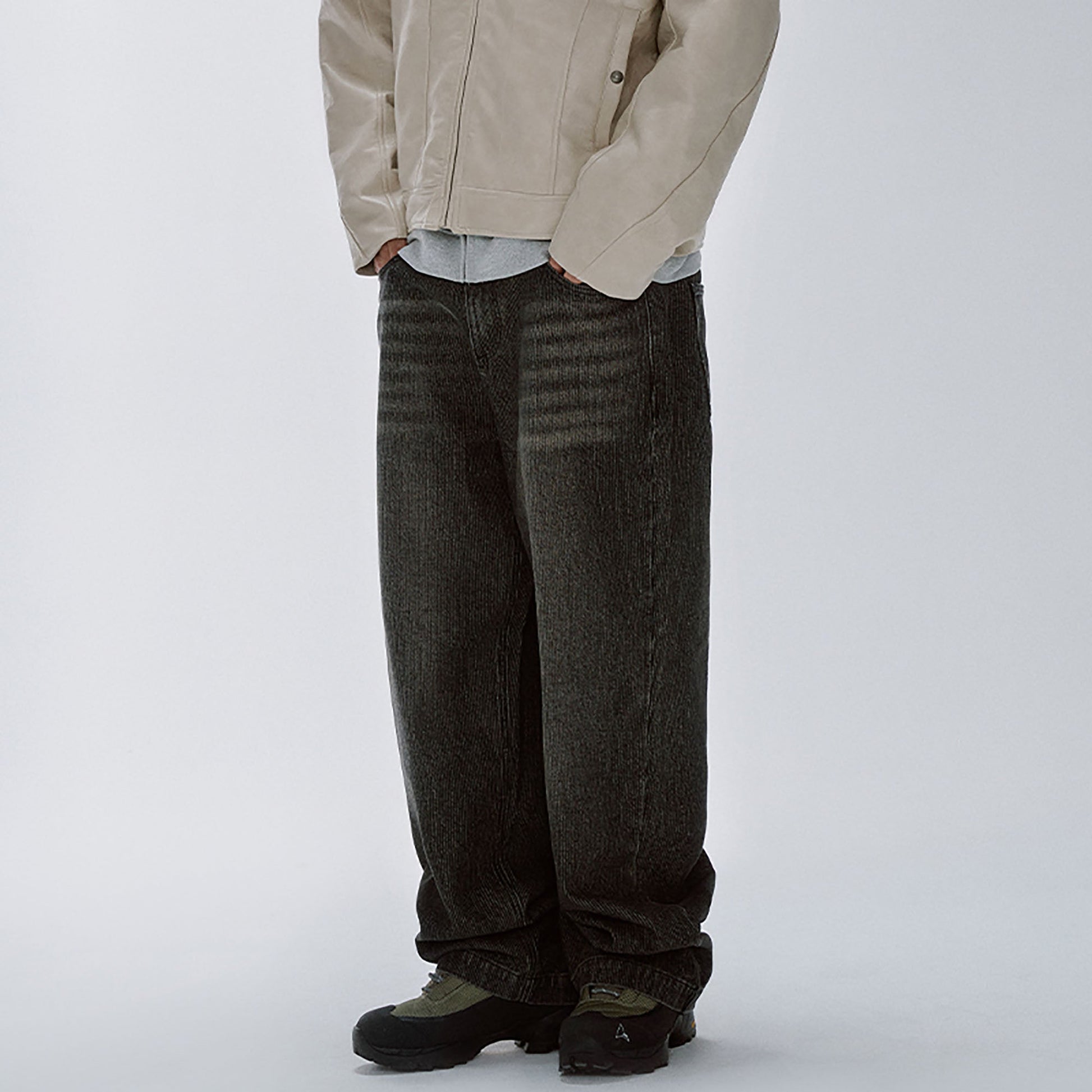 F2CE Retro Corduroy Logo Embroidery Straight-Leg Jeans-Jeans-S-Free Shipping Leatheretro