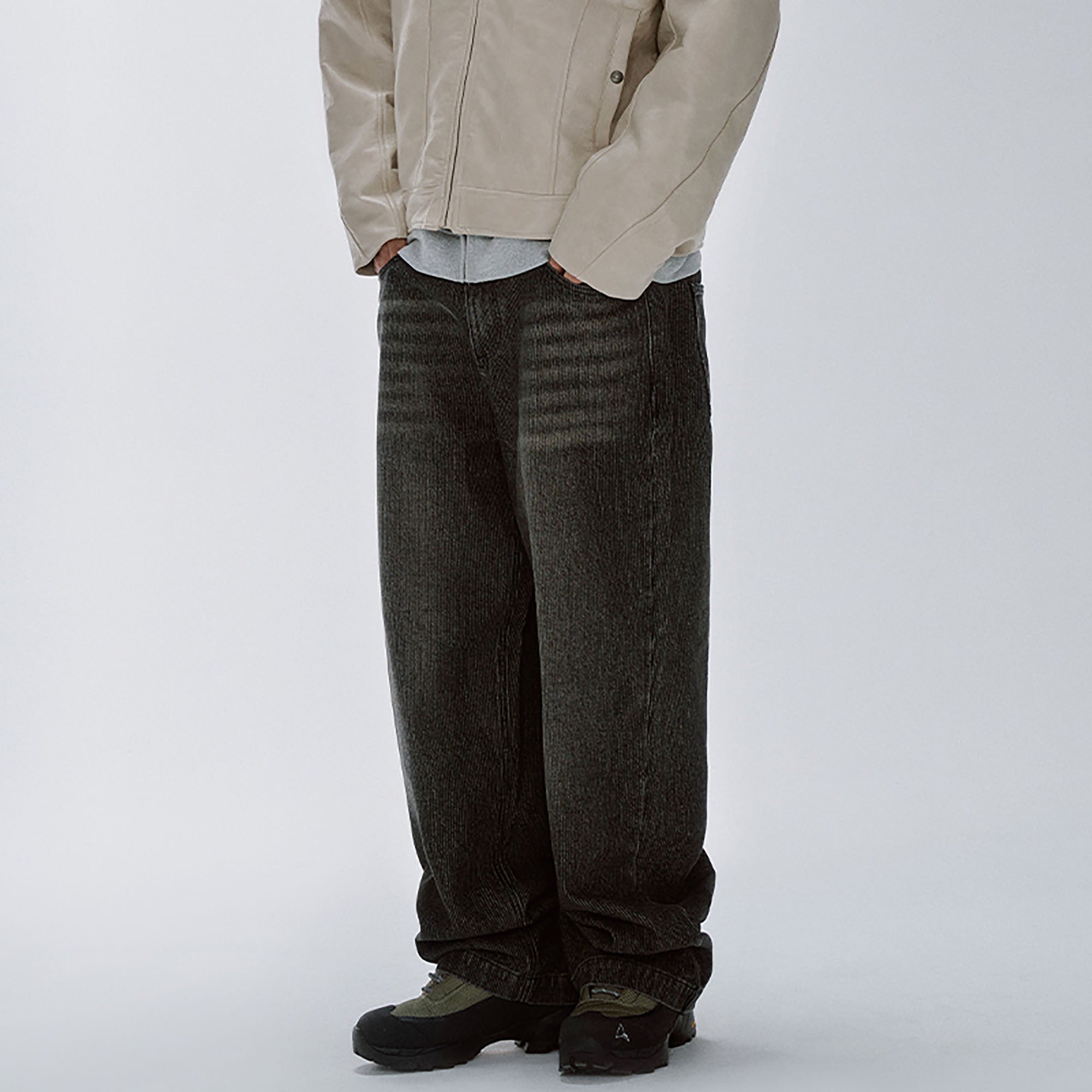 F2CE Retro Corduroy Logo Embroidery Straight-Leg Jeans-Jeans-S-Free Shipping Leatheretro