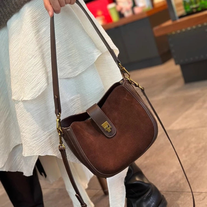 Women Cowhide Genuine Leather Shoulder Bag - Luxury Design Handbag-Shoulder Bag-Brown-Free Shipping Leatheretro