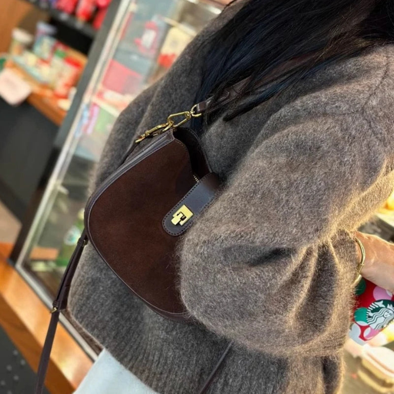Women Cowhide Genuine Leather Shoulder Bag - Luxury Design Handbag-Shoulder Bag-Brown-Free Shipping Leatheretro