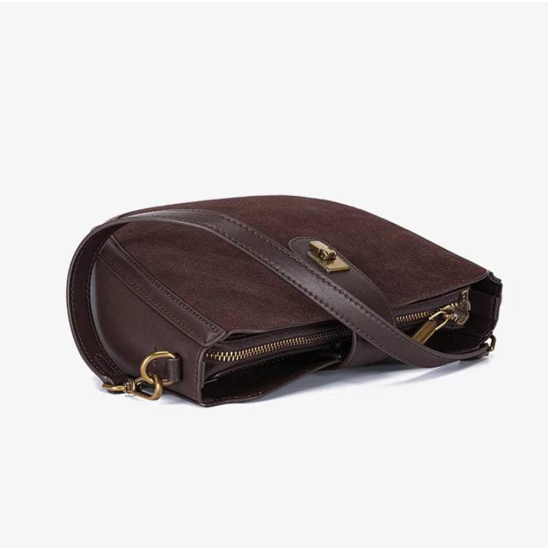 Women Cowhide Genuine Leather Shoulder Bag - Luxury Design Handbag-Shoulder Bag-Brown-Free Shipping Leatheretro