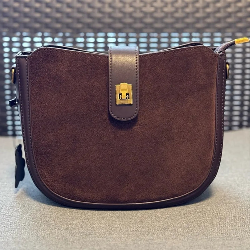 Women Cowhide Genuine Leather Shoulder Bag - Luxury Design Handbag-Shoulder Bag-Brown-Free Shipping Leatheretro