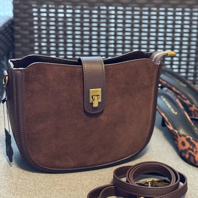Women Cowhide Genuine Leather Shoulder Bag - Luxury Design Handbag-Shoulder Bag-Brown-Free Shipping Leatheretro
