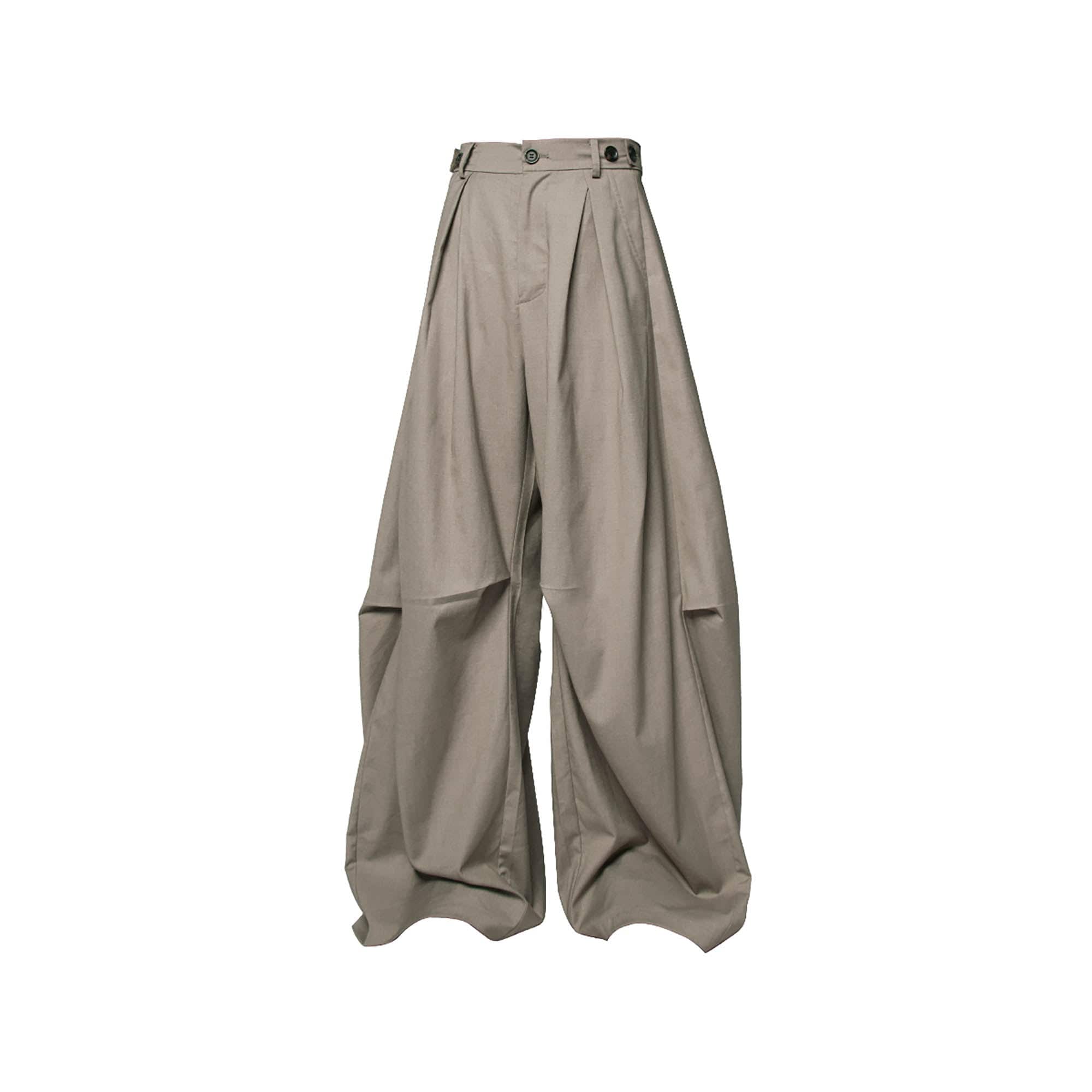 RELABEL Pleated Drape Wide-Leg Trousers-Pants-XS-Gray-Free Shipping Leatheretro