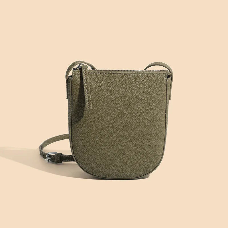 Women's Genuine Leather Messenger Phone Bag-Clutch-Olive Green-Free Shipping Leatheretro