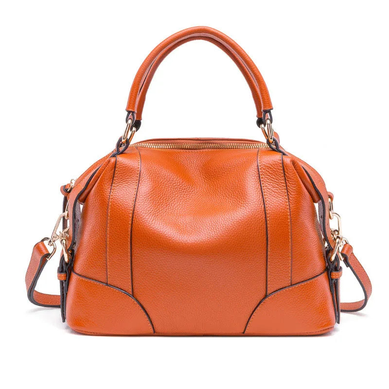 Top Layer Cowhide Handbag – All-Match Genuine Leather Bag for Women-Handbags-Brown-Free Shipping Leatheretro