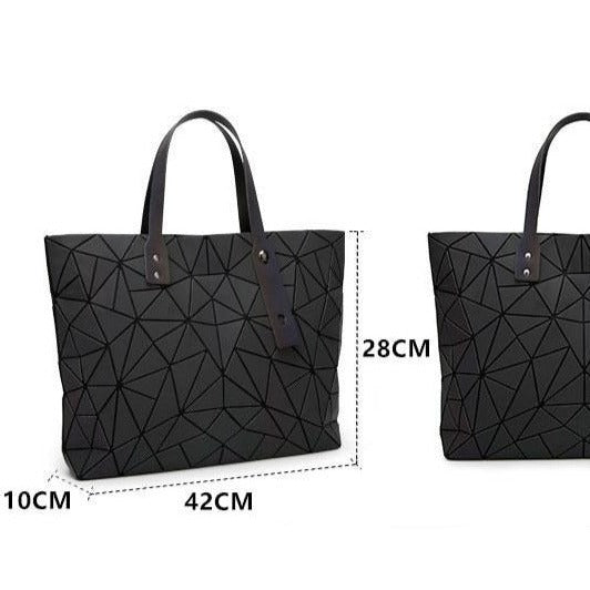Women's Tote Geometric Quilted Shoulder Bag-Handbags-Luminous triangle-Free Shipping Leatheretro