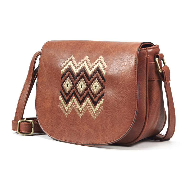 Vintage Embroidery Women Handbag Cross Body Purse-Handbags-Dark Brown-Free Shipping Leatheretro
