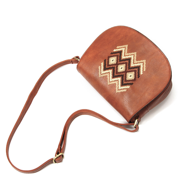 Vintage Embroidery Women Handbag Cross Body Purse-Handbags-Dark Brown-Free Shipping Leatheretro