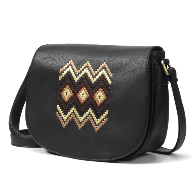 Vintage Embroidery Women Handbag Cross Body Purse-Handbags-Black-Free Shipping Leatheretro