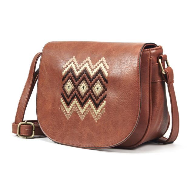 Vintage Embroidery Women Handbag Cross Body Purse-Handbags-Light Brown-Free Shipping Leatheretro