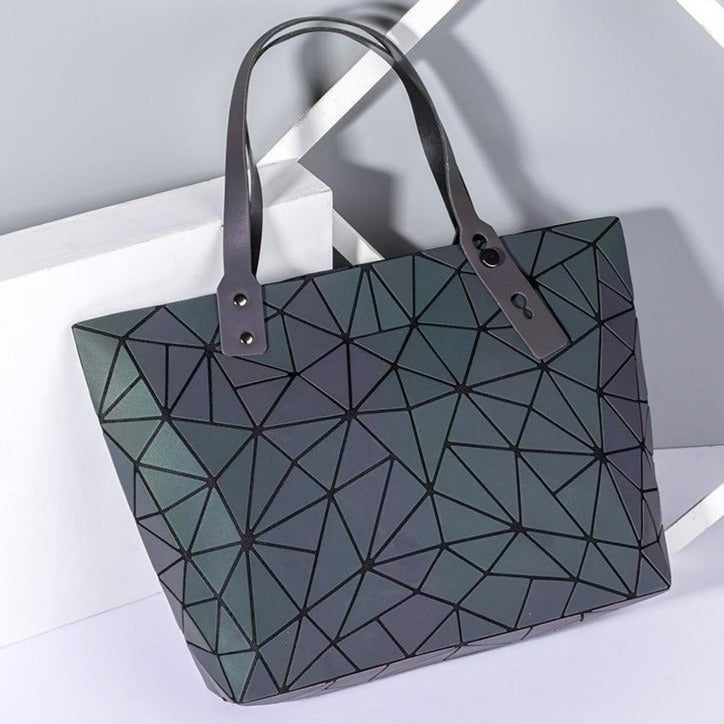 Women's Tote Geometric Quilted Shoulder Bag-Handbags-Luminous triangle-Free Shipping Leatheretro