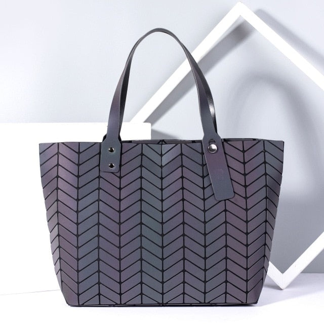 Women's Tote Geometric Quilted Shoulder Bag-Handbags-Luminous wave-Free Shipping Leatheretro