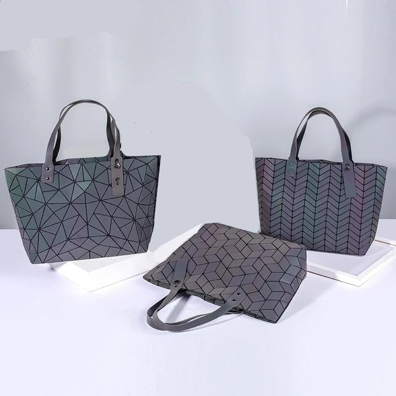 Women's Tote Geometric Quilted Shoulder Bag-Handbags-Luminous triangle-Free Shipping Leatheretro