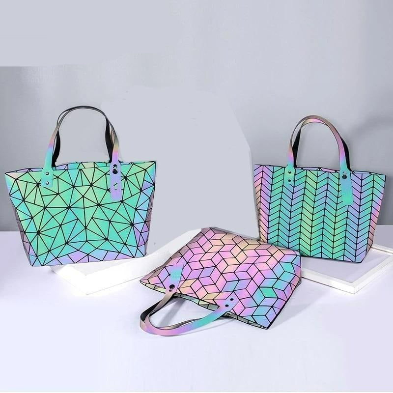Women's Tote Geometric Quilted Shoulder Bag-Handbags-Luminous triangle-Free Shipping Leatheretro