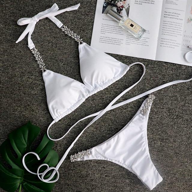 Women Bikinis Crystal Diamond Bikini Set-Women Swimwear-B464White-L-Free Shipping Leatheretro