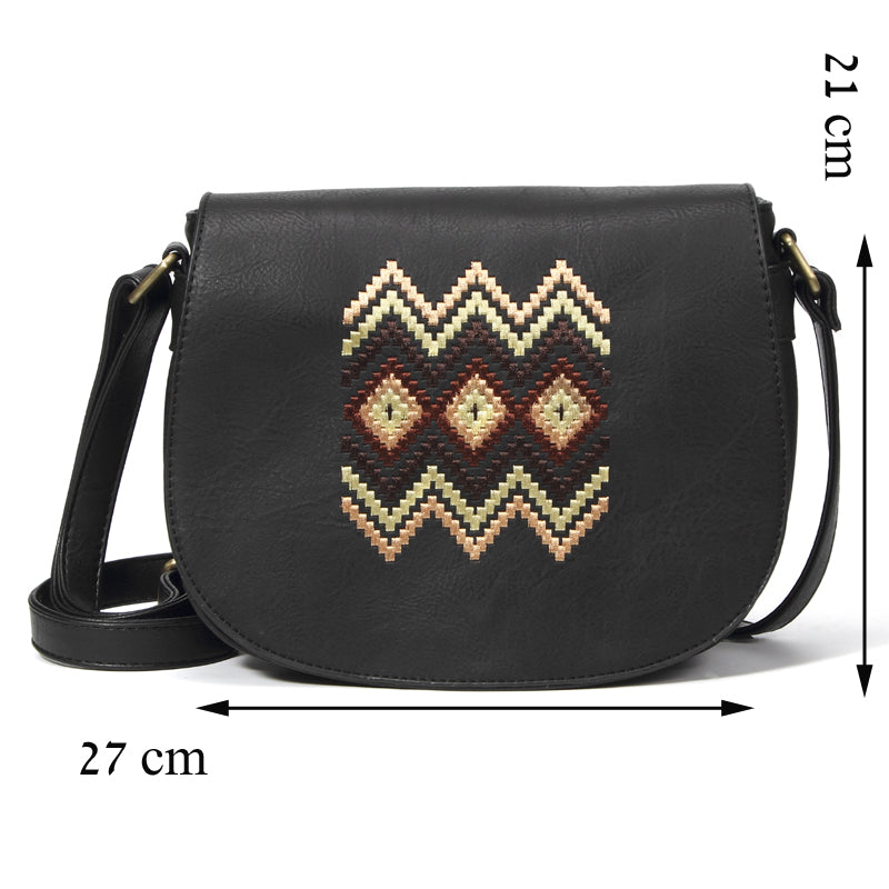 Vintage Embroidery Women Handbag Cross Body Purse-Handbags-Dark Brown-Free Shipping Leatheretro