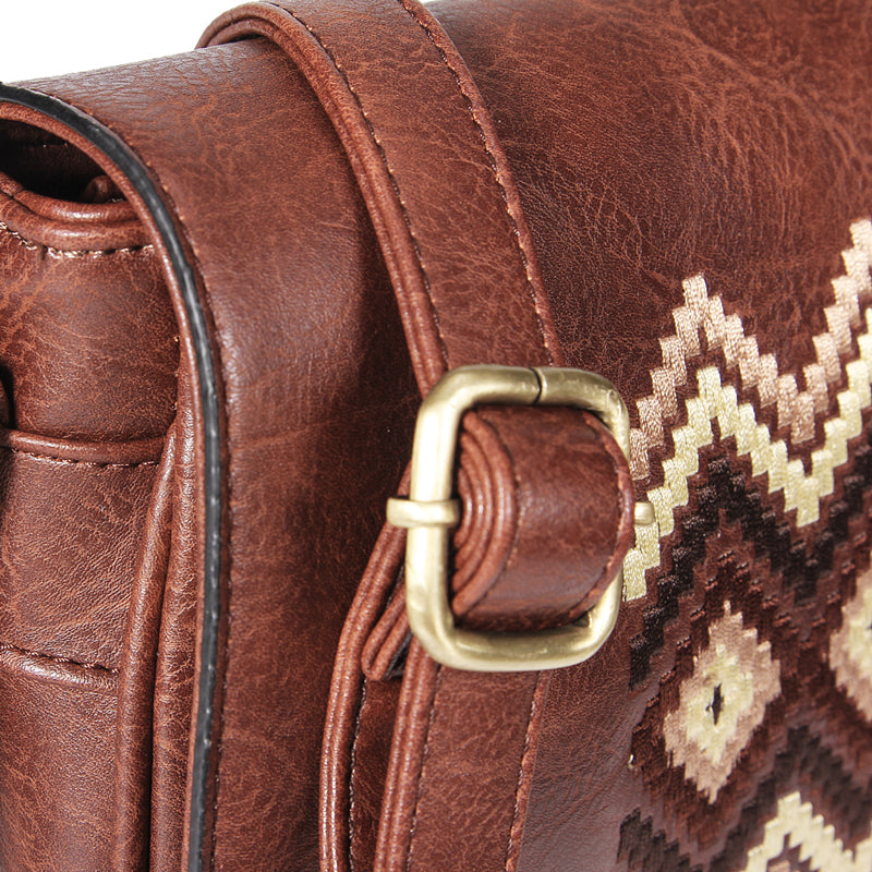 Vintage Embroidery Women Handbag Cross Body Purse-Handbags-Dark Brown-Free Shipping Leatheretro