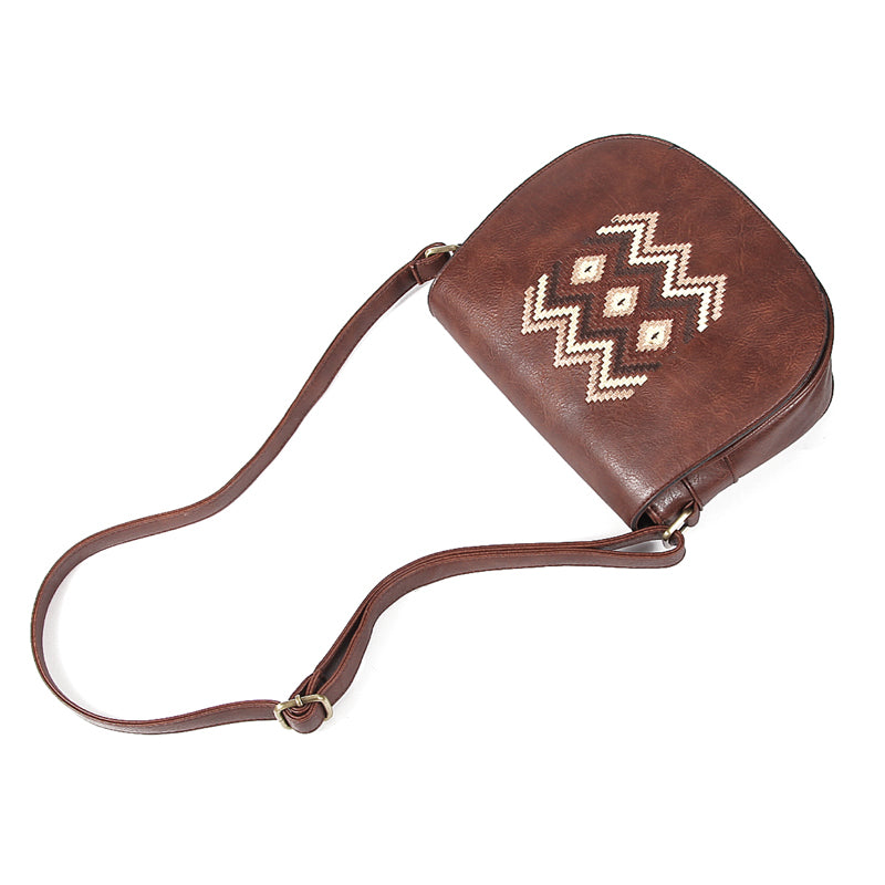 Vintage Embroidery Women Handbag Cross Body Purse-Handbags-Dark Brown-Free Shipping Leatheretro
