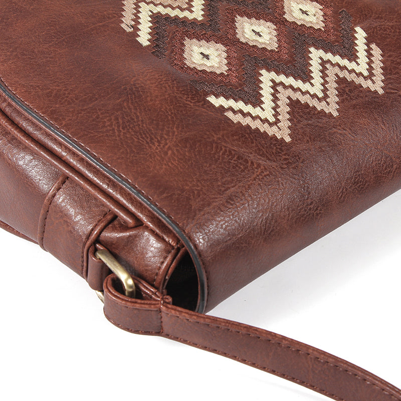 Vintage Embroidery Women Handbag Cross Body Purse-Handbags-Dark Brown-Free Shipping Leatheretro