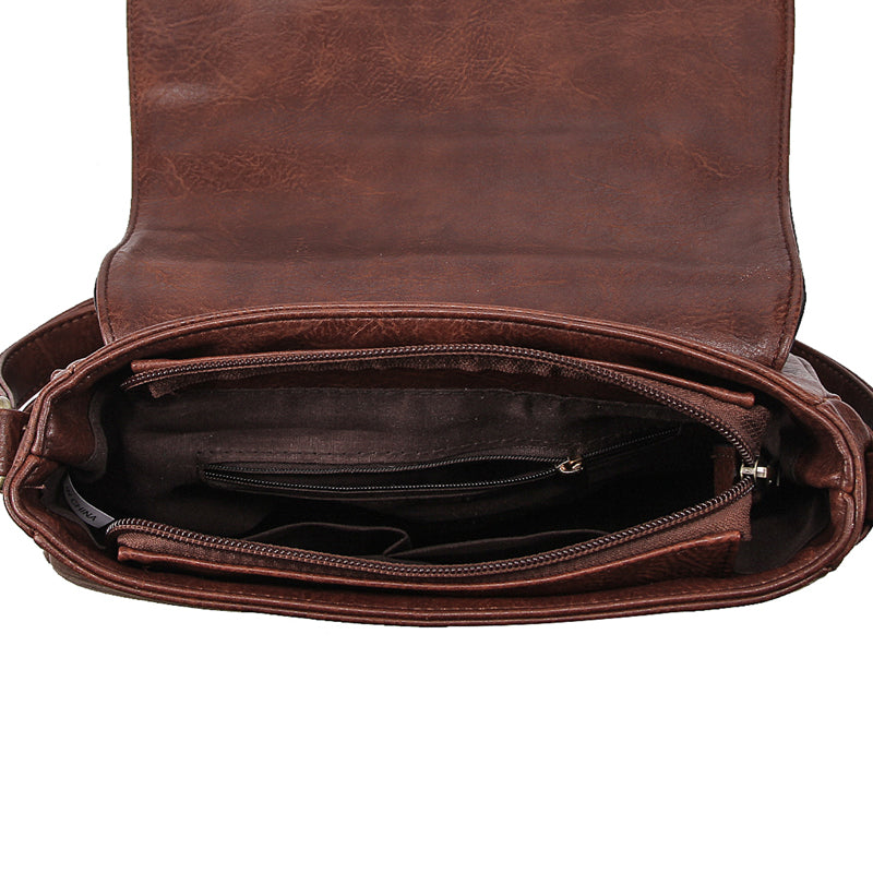 Vintage Embroidery Women Handbag Cross Body Purse-Handbags-Dark Brown-Free Shipping Leatheretro