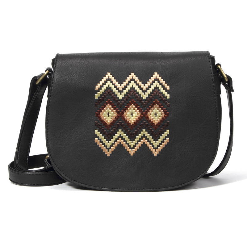 Vintage Embroidery Women Handbag Cross Body Purse-Handbags-Dark Brown-Free Shipping Leatheretro