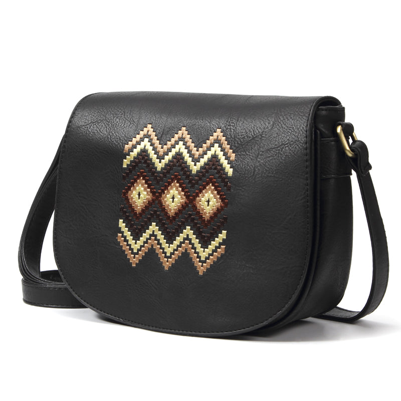 Vintage Embroidery Women Handbag Cross Body Purse-Handbags-Dark Brown-Free Shipping Leatheretro