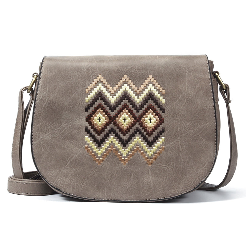 Vintage Embroidery Women Handbag Cross Body Purse-Handbags-Dark Brown-Free Shipping Leatheretro