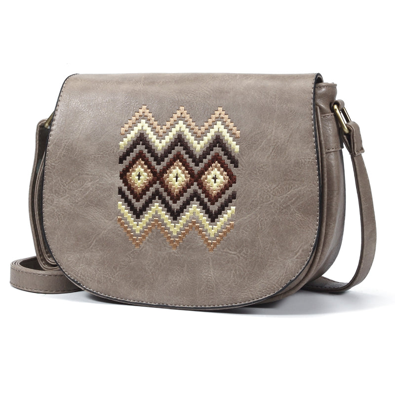 Vintage Embroidery Women Handbag Cross Body Purse-Handbags-Dark Brown-Free Shipping Leatheretro