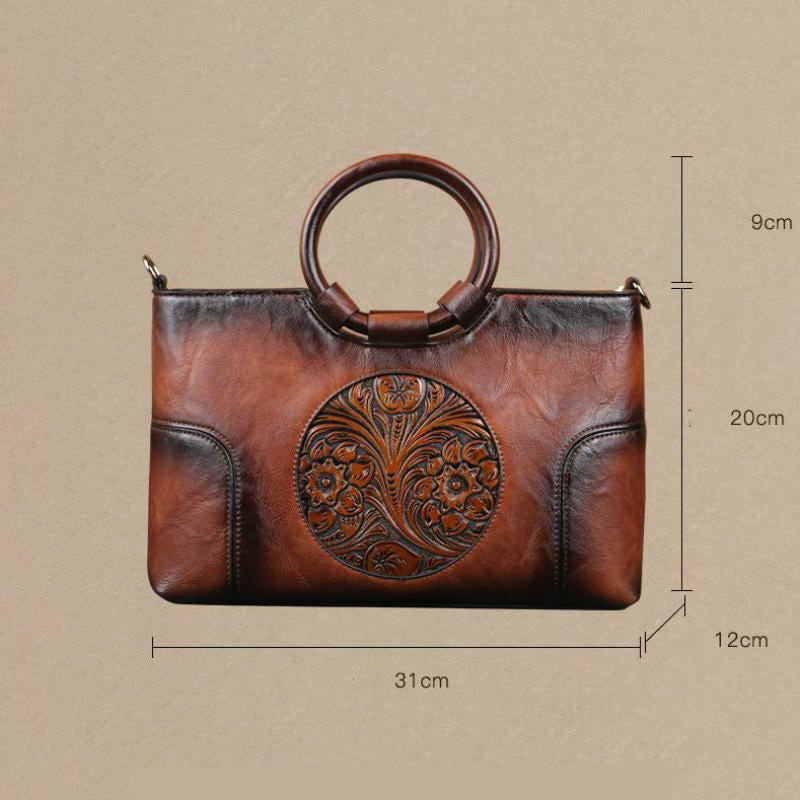 Women Retro Handmade Embossed Shoulder Bag-Handbags-Green-Free Shipping Leatheretro