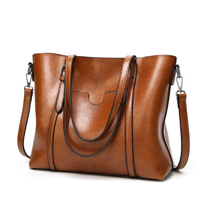 Oil Wax Leather Women Shoulder Bag-Handbags-Auburn-Free Shipping Leatheretro