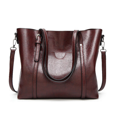 Oil Wax Leather Women Shoulder Bag-Handbags-Coffee-Free Shipping Leatheretro