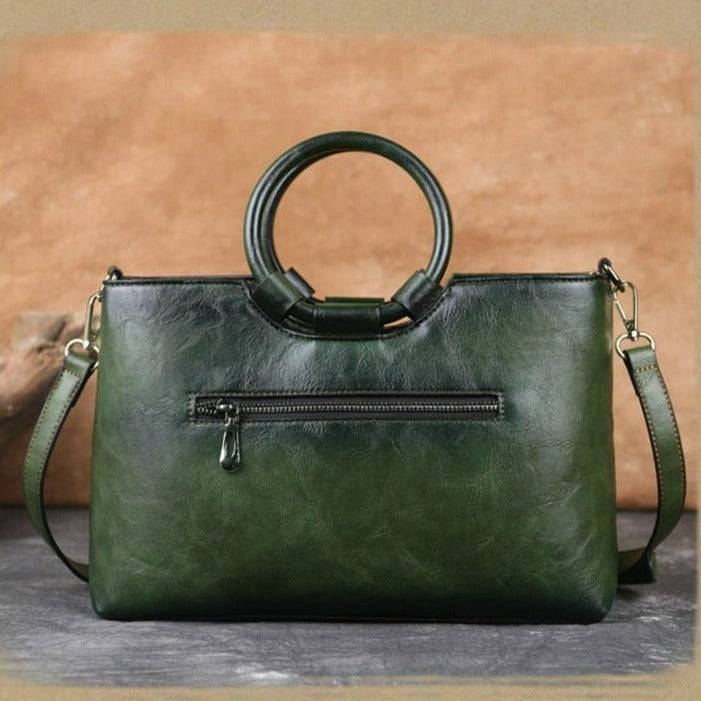 Women Retro Handmade Embossed Shoulder Bag-Handbags-Green-Free Shipping Leatheretro