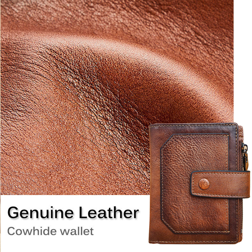 Vintage Genuine Leather Men's Wallet-Wallets & Money Clips-Carbon Fiber-Free Shipping Leatheretro