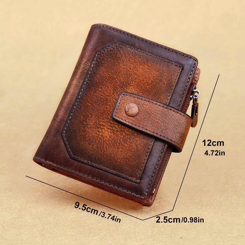 Vintage Genuine Leather Men's Wallet-Wallets & Money Clips-Carbon Fiber-Free Shipping Leatheretro