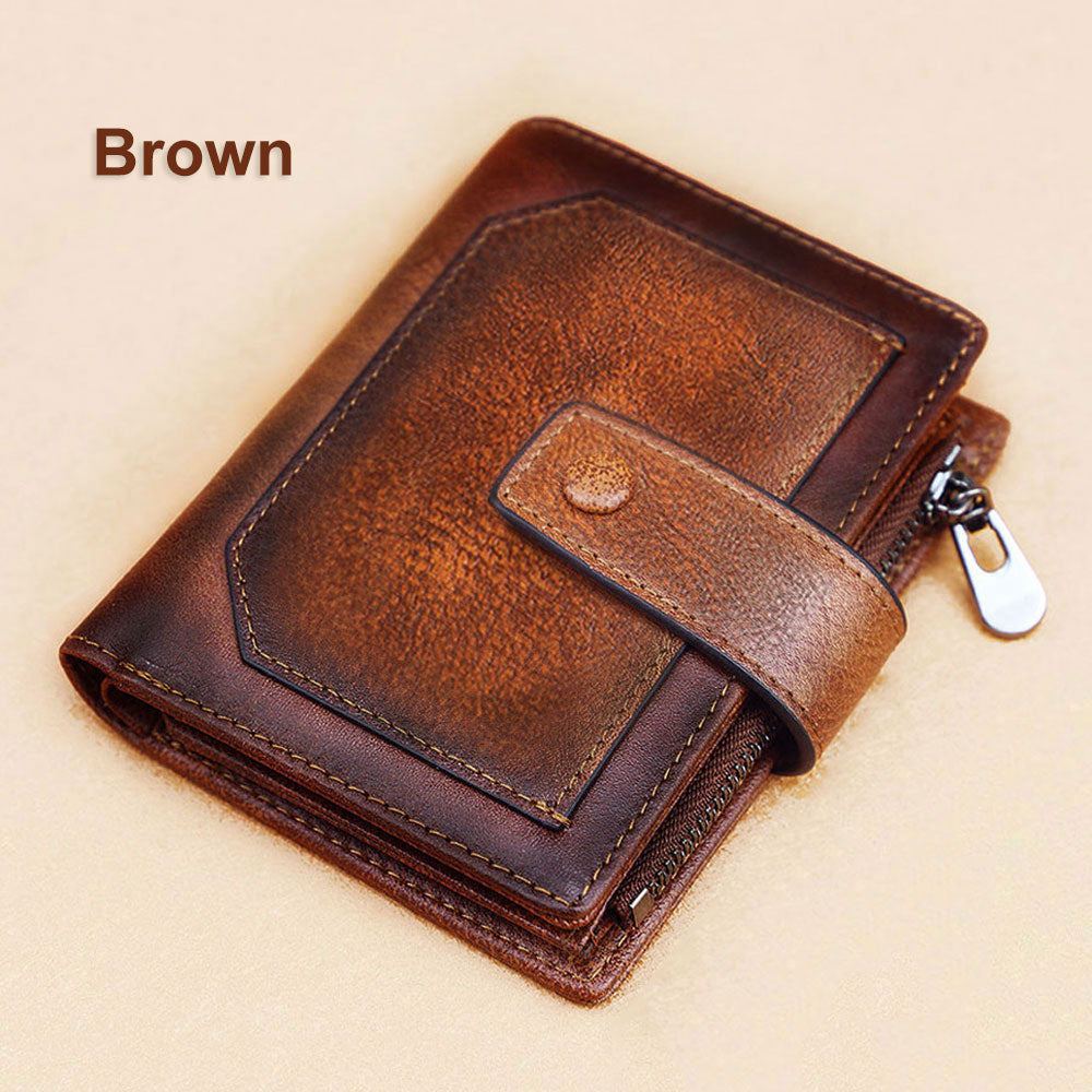 Vintage Genuine Leather Men's Wallet-Wallets & Money Clips-Carbon Fiber-Free Shipping Leatheretro
