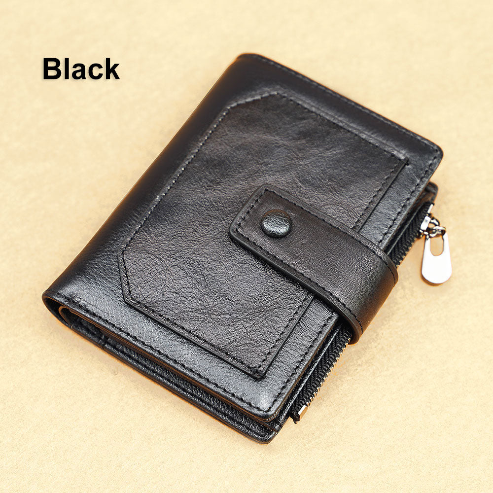 Vintage Genuine Leather Men's Wallet-Wallets & Money Clips-Carbon Fiber-Free Shipping Leatheretro