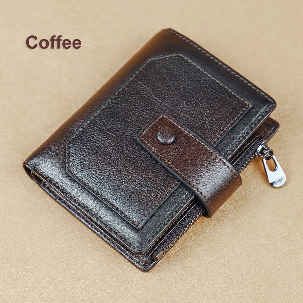 Vintage Genuine Leather Men's Wallet-Wallets & Money Clips-Carbon Fiber-Free Shipping Leatheretro