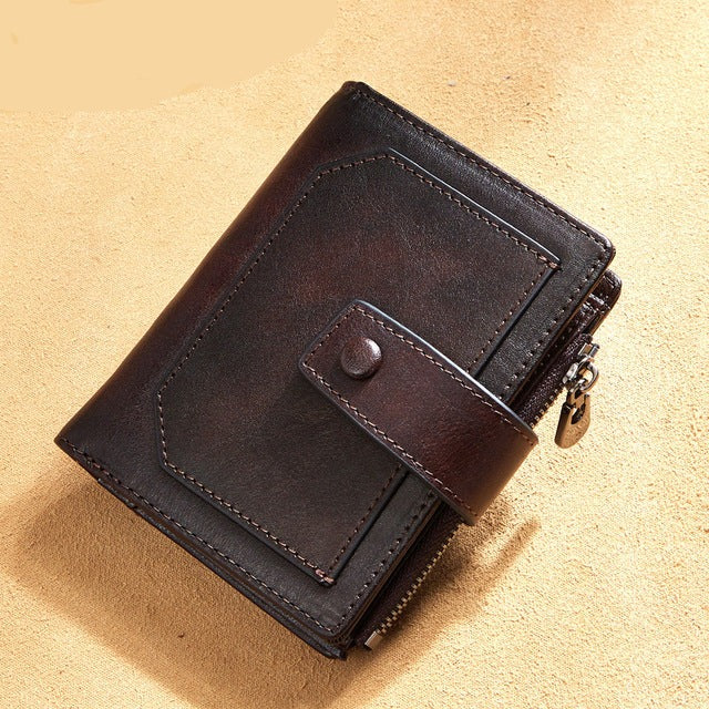 Vintage Genuine Leather Men's Wallet-Wallets & Money Clips-Coffee-Free Shipping Leatheretro