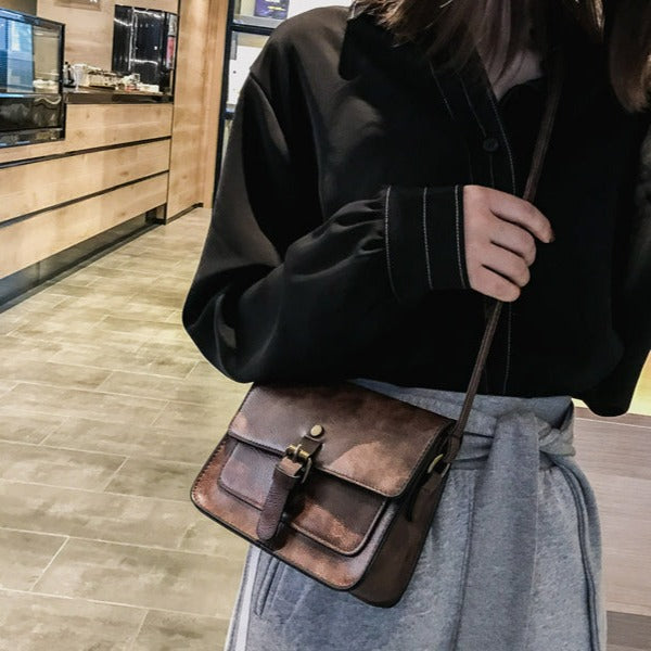 Vintage Women Flap Fashion Casual Leather Shoulder Bags Lady Crossbody Messenger Bag-Handbags-Light Brown-Free Shipping Leatheretro