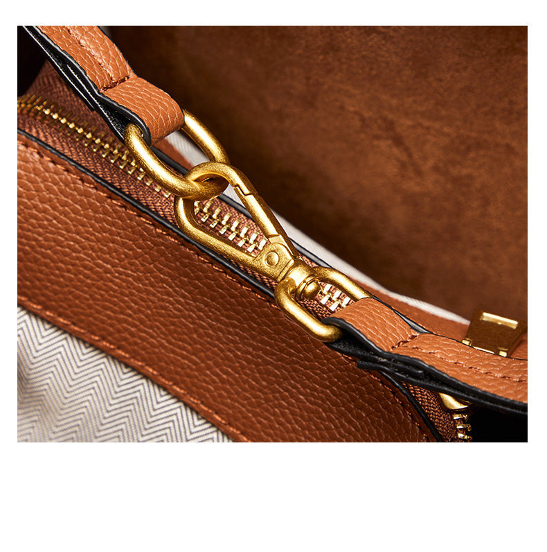 Genuine Leather Large Bucket Shoulder Bag-Handbags-Brown-Free Shipping Leatheretro