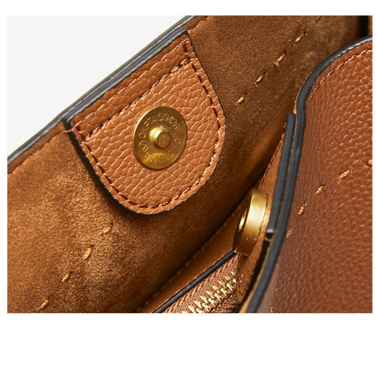 Genuine Leather Large Bucket Shoulder Bag-Handbags-Brown-Free Shipping Leatheretro