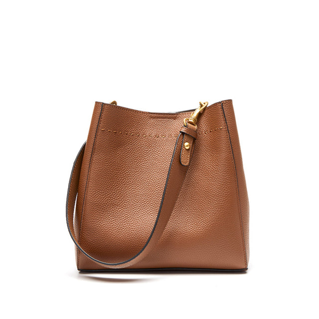 Genuine Leather Large Bucket Shoulder Bag-Handbags-Brown-Free Shipping Leatheretro
