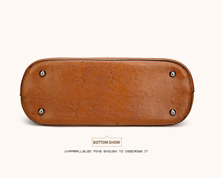 Oil Wax Leather Women Shoulder Bag-Handbags-Black-Free Shipping Leatheretro