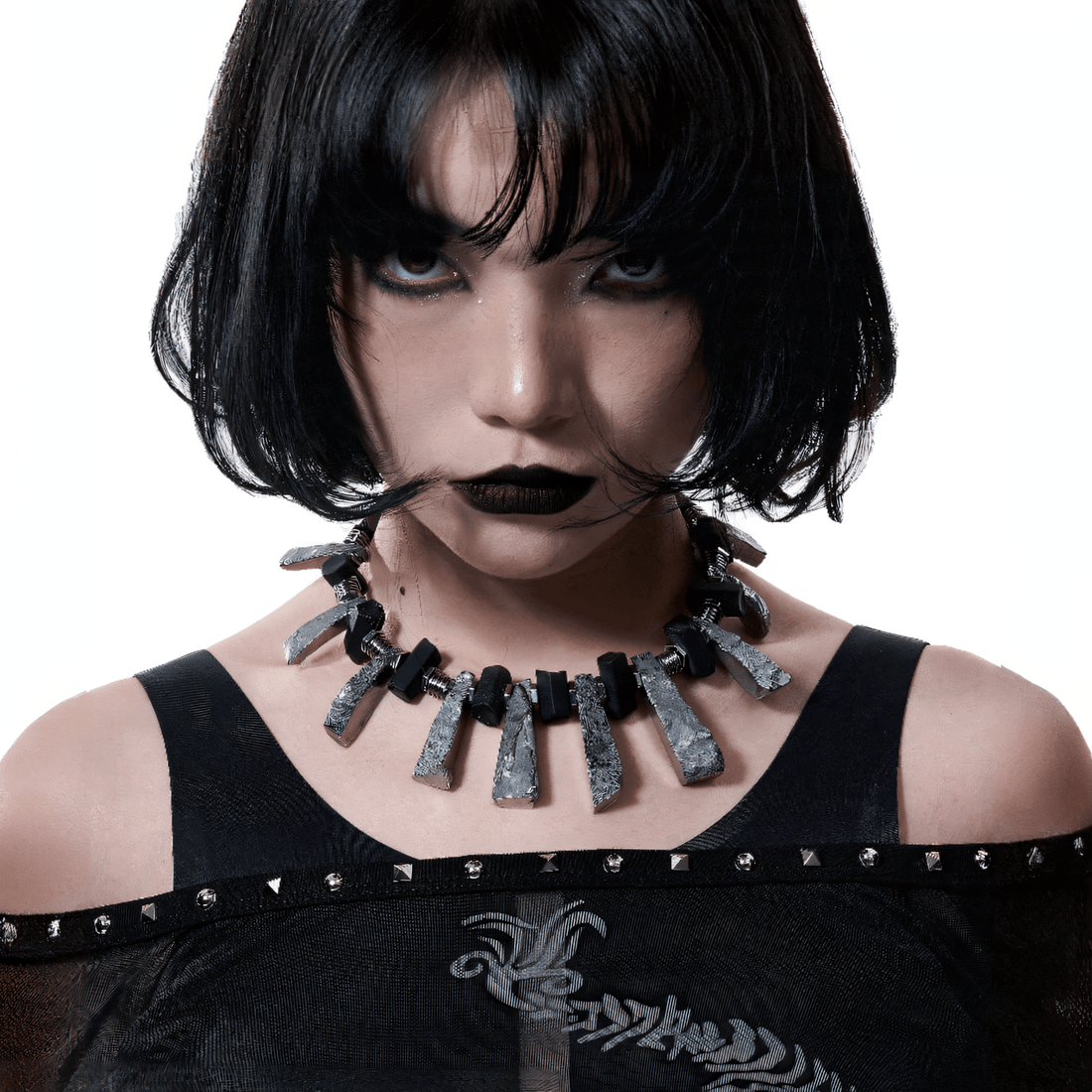 ILLUSORY Distressed Metal Reversible Necklace-Necklace-Standard (15 - 17.7 INCHES)-Free Shipping Leatheretro