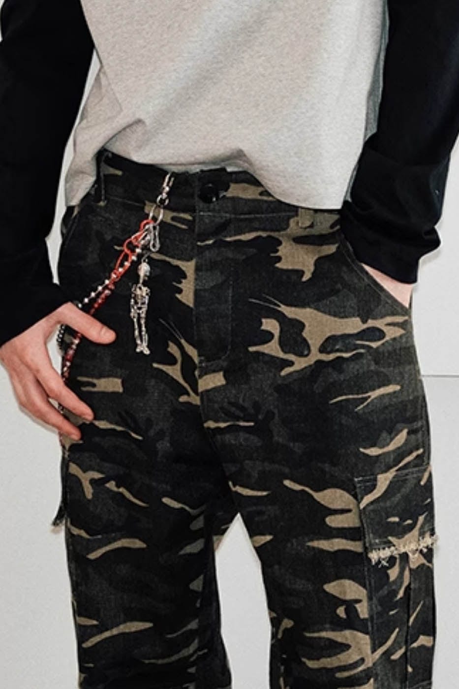 KREATE Camo Frayed Cargo-Pants-S-Free Shipping Leatheretro